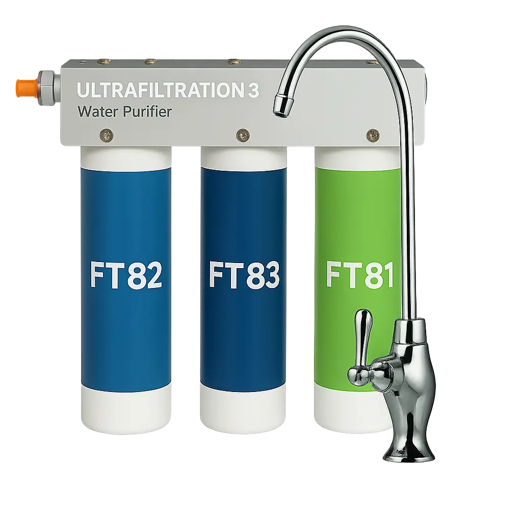 AORA FT-LINE 3 Wasserfiltersystem – Aktivkohle & UF-Filtration inkl. 1-Weg-Armatur OSLO