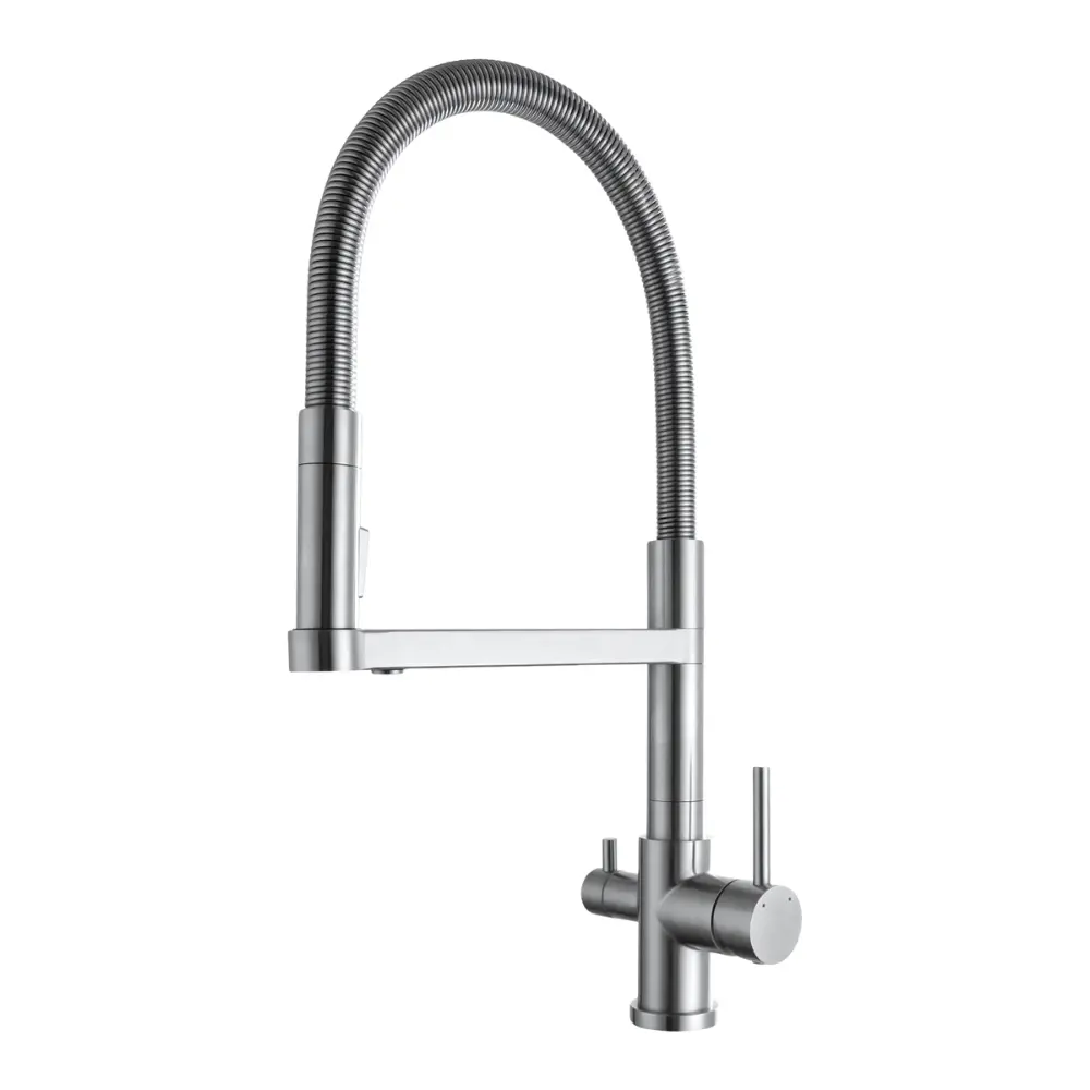 3-Wege-Armatur ELIT-ALTEA Spiralfeder in Edelstahl massiv - Brause Wasserhahn