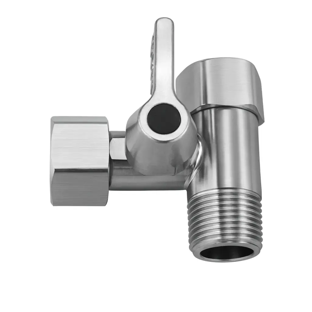 T-Stück Adapter mit Absperrventil Edelstahl Massiv – Eckventilanschluss für Wasserfilter, Kühlschrank & Kaffeemaschine, verschiedene Größen