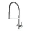 3-Wege-Armatur ALBA Spiralfeder - 360° drehbarer Wasserhahn aus massivem 304 Edelstahl | Farbe: Edelstahl gebürstet, Schwarz