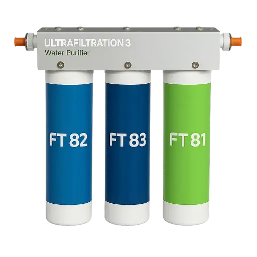 AORA FT-LINE 3 - Aktivkohle Wasserfilter System mit UF-Filtration - Untertisch-Filtersystem ohne Wasserhahn - wählbare Anschlussgrößen