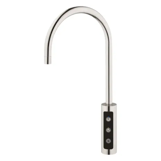 3-Wege-Zusatzarmatur LARA in Edelstahl Massiv - Wasserhahn geeignet für Sprudelwasser